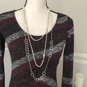 Set of 2 silver long necklaces